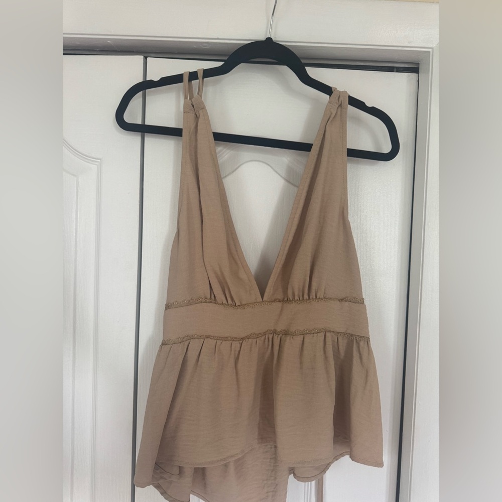 Elegant Tan Sleeveless top